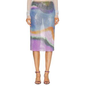 Christopher Esber Aura Glowmesh Midi Skirt in Aura Print US 0 New Womens Metal